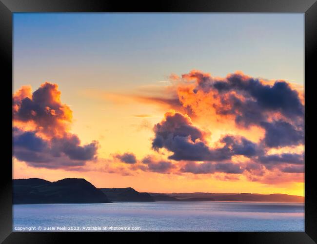October Sunrise over the Jurassic Coastline in Wes Framed Print by Susie Peek