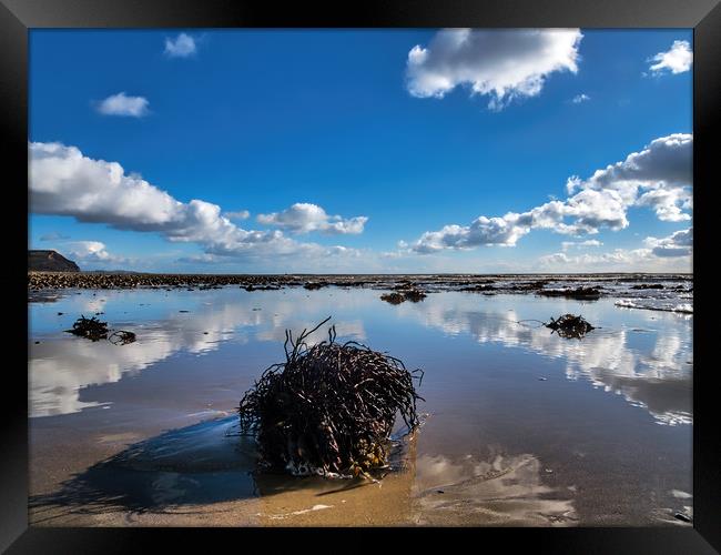 Winter Cloud Reflections at Charmouth Framed Print by Susie Peek