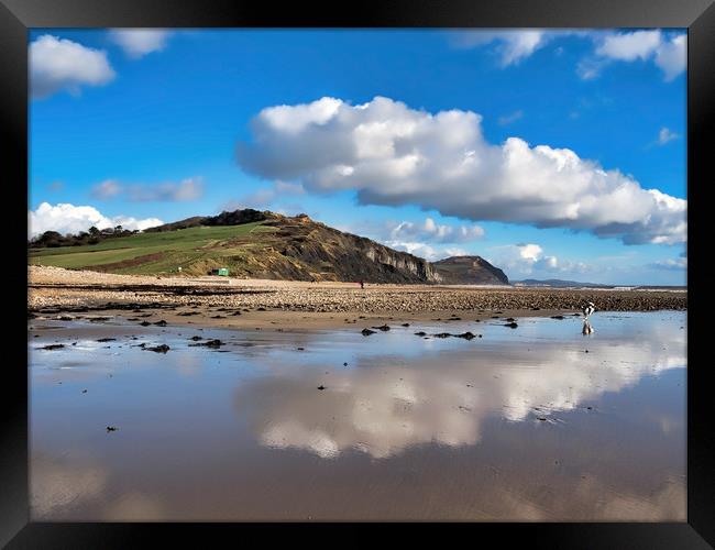 Cloud Reflections at Charmouth - February Framed Print by Susie Peek