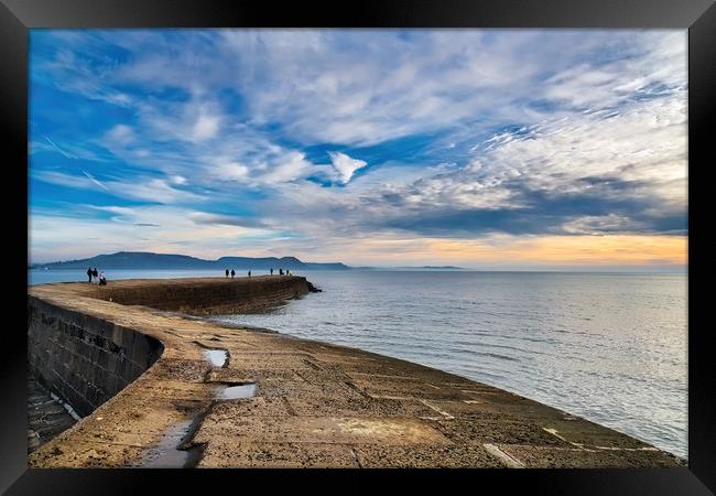 Winter Sunrise from the Cobb Wall at Lyme Regis    Framed Print by Susie Peek