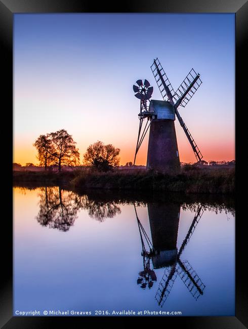 Turf Fen Windmill Framed Print by Michael Greaves