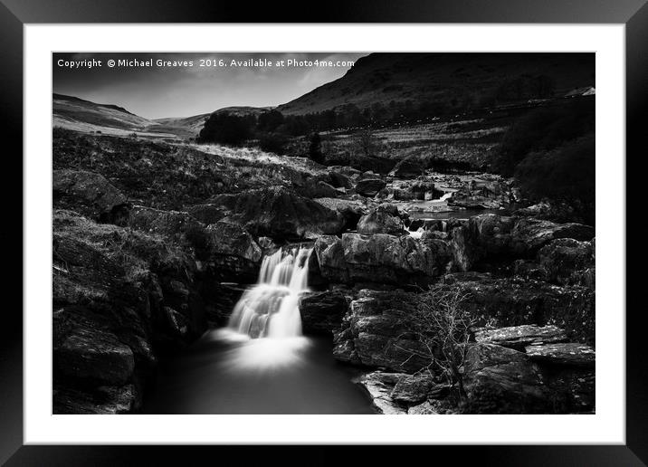 Waterfall Framed Mounted Print by Michael Greaves
