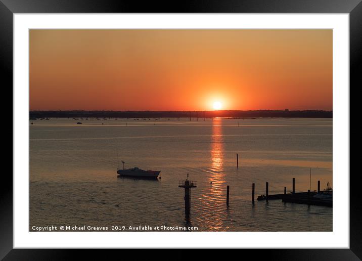 Sunset in Portsmouth harbour Framed Mounted Print by Michael Greaves