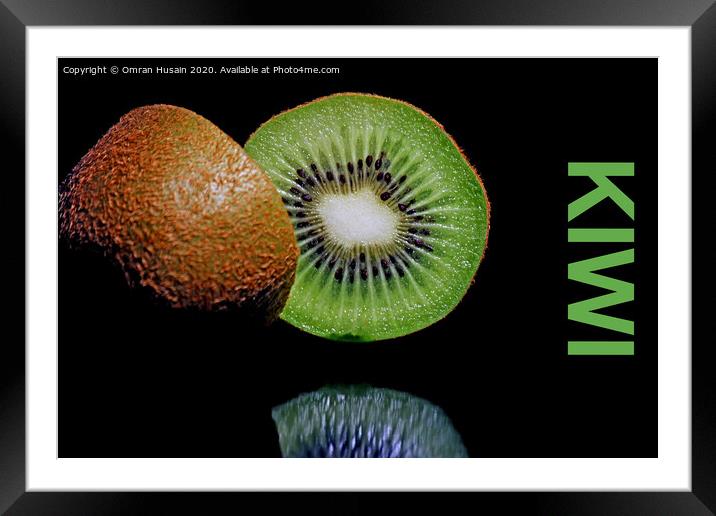 Green Kiwi Framed Mounted Print by Omran Husain