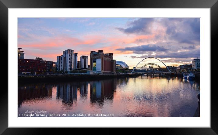 Tyne reflections Framed Mounted Print by Andy Gibbins