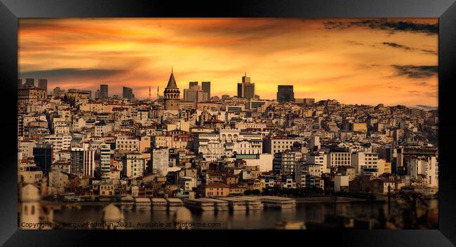 Istanbul cityscape with Galata Kulesi Tower. Turkey. Framed Print by Sergey Fedoskin