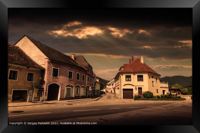 Street in Spitz an der Donau, Wachau valley. Austria. Framed Print by Sergey Fedoskin