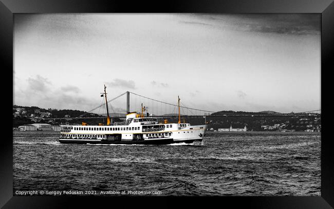 Ferry boat in the Bosphorus strait. Framed Print by Sergey Fedoskin