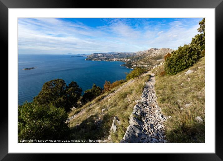 View of Adriatic coast in Croatia from a mountains. Framed Mounted Print by Sergey Fedoskin