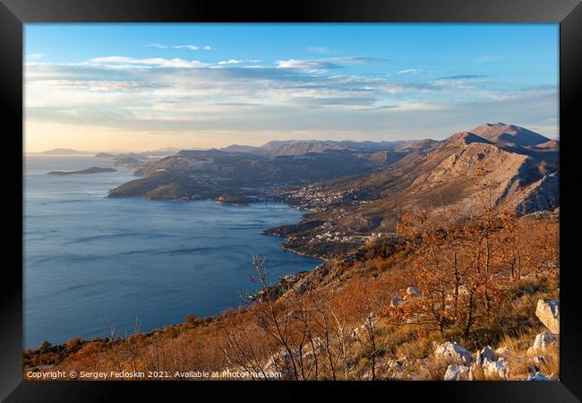 Beautiful winter Mediterranean landscape. View of Adriatic coast. Croatia. Framed Print by Sergey Fedoskin