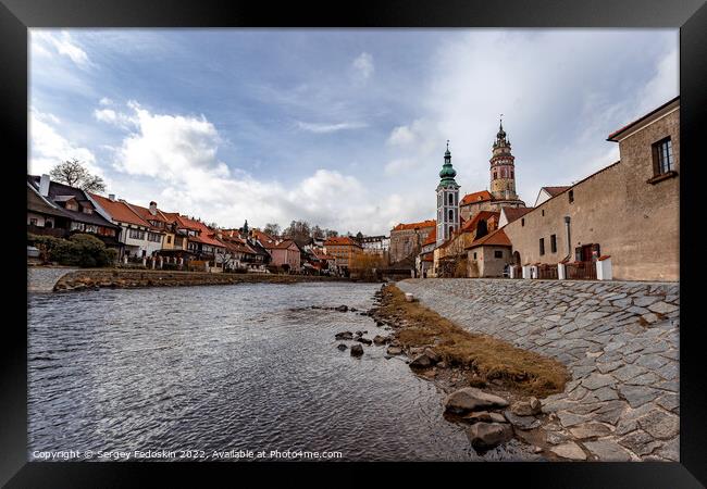 Cesky Krumlov cityscape with castle and old town, Czechia Framed Print by Sergey Fedoskin
