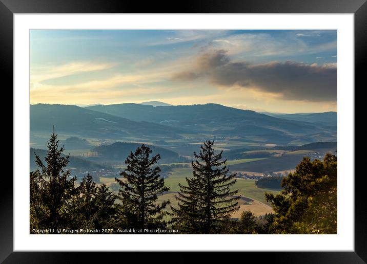 Evening landscape in South Czechia. View from Kluk mount. Early spring. Framed Mounted Print by Sergey Fedoskin