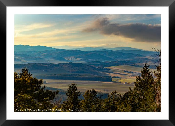 Evening landscape in South Czechia. View from Kluk mount. Early spring. Framed Mounted Print by Sergey Fedoskin