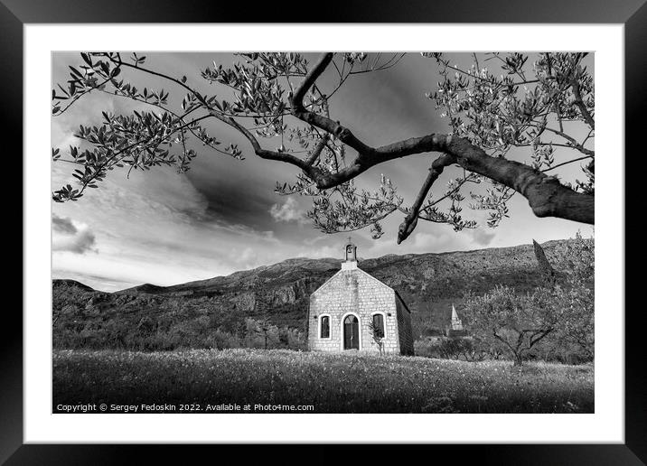 Church of the Most Holy Trinity in village Pridvorje. Konavle re Framed Mounted Print by Sergey Fedoskin