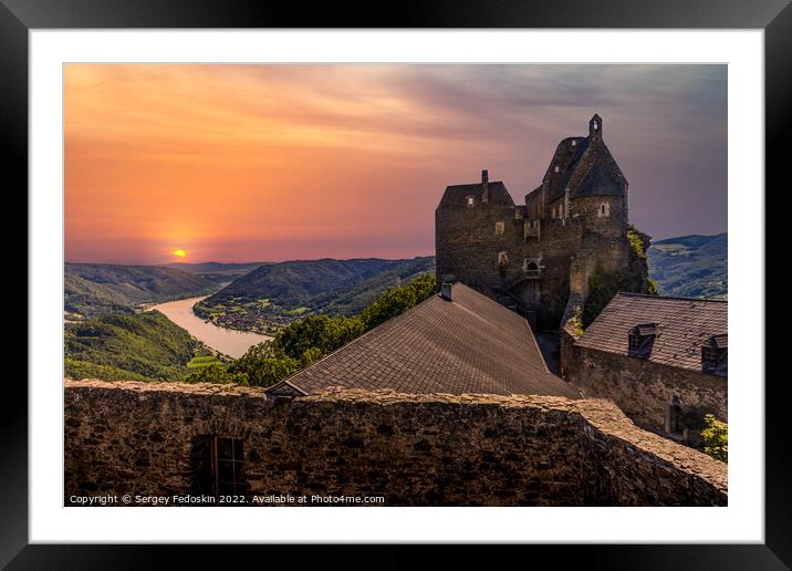 Aggstein castle ruins under sunset sky.  Wachau valley, Austria. Framed Mounted Print by Sergey Fedoskin