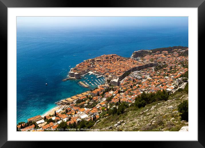 Aerial view of the old town Dubrovnik in Croatia. Framed Mounted Print by Sergey Fedoskin