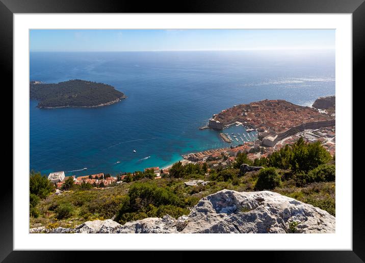 Aerial view of the old town Dubrovnik in Croatia. Sunny day. Framed Mounted Print by Sergey Fedoskin