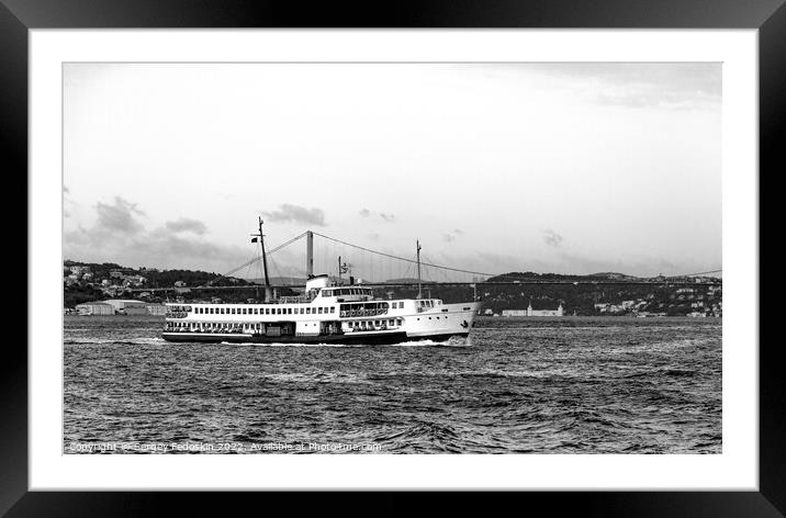The ferry goes through the Bosphorus Strait. Istanbul, Turkey. Framed Mounted Print by Sergey Fedoskin