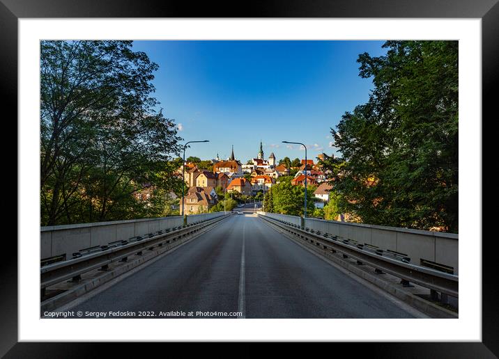 Bridge over the river Luznice and the city of Tabor in the background. Czechia Framed Mounted Print by Sergey Fedoskin