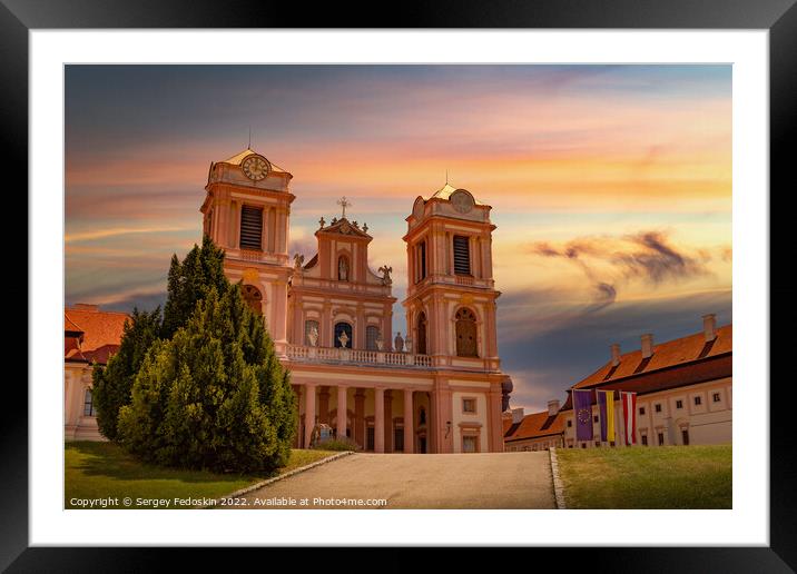Sunset over Gottweig Abbey (German name is Stift G?ttweig) in Krems region. Wachau valley. Austria. Framed Mounted Print by Sergey Fedoskin