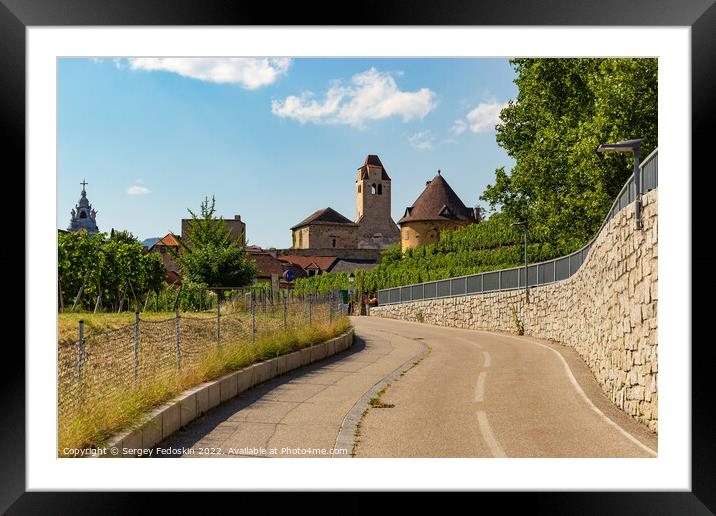 View of Durnstein town in Wachau valley. Lower Austria Framed Mounted Print by Sergey Fedoskin