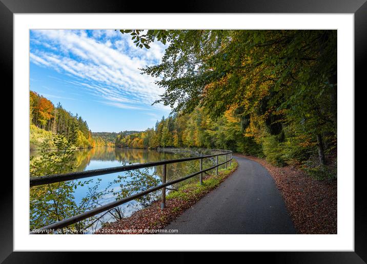 Road along the Vltava river in the autumn season. Framed Mounted Print by Sergey Fedoskin