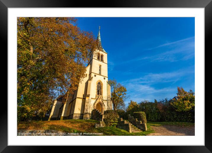Gothic church in the town of Krivoklat. Czechia Framed Mounted Print by Sergey Fedoskin