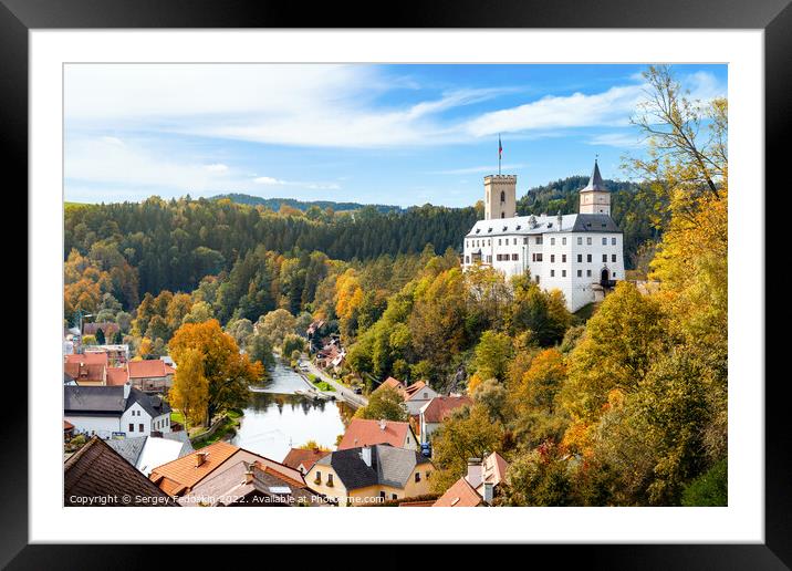 Small town and medieval castle Rozmberk nad Vltavou, Czech Repub Framed Mounted Print by Sergey Fedoskin