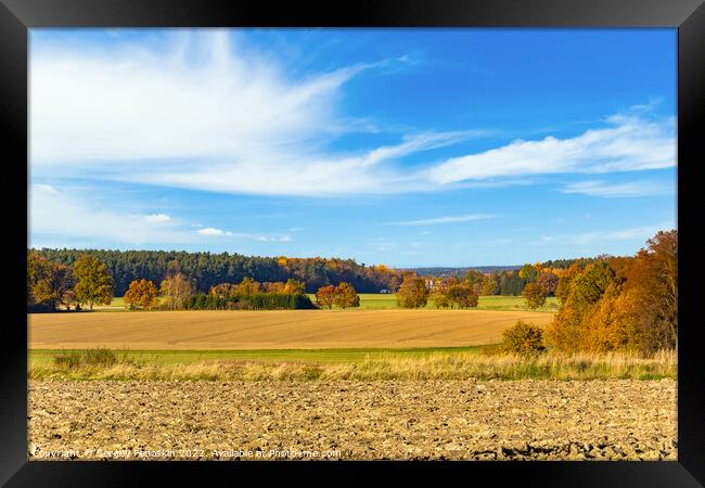Sunny autumn day in european countryside. Czech Republic. Framed Print by Sergey Fedoskin
