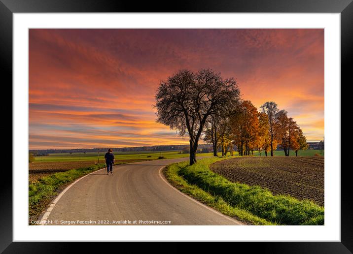 Sunset over rural road. Framed Mounted Print by Sergey Fedoskin