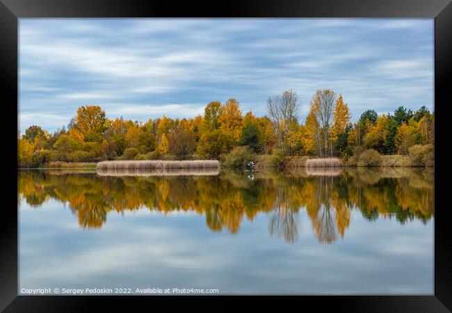 Lake between fields and forests. Late fall. Europe. Framed Print by Sergey Fedoskin