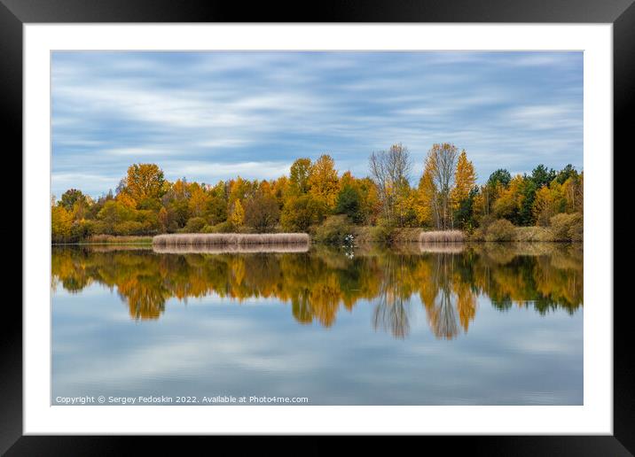 Lake between fields and forests. Late fall. Europe. Framed Mounted Print by Sergey Fedoskin