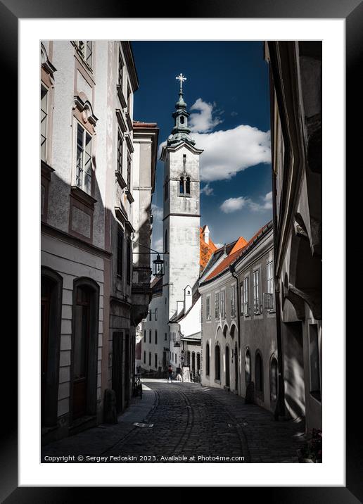 Street in old town of Steyr. Austria. Framed Mounted Print by Sergey Fedoskin