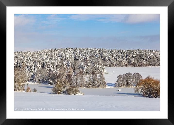 Countryside after heavy snowfall in central Europe Framed Mounted Print by Sergey Fedoskin