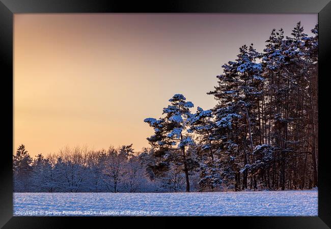 Winter landscape at cold evening. Framed Print by Sergey Fedoskin
