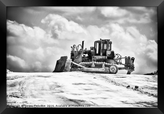 Tractor on the white mountain. Framed Print by Sergey Fedoskin