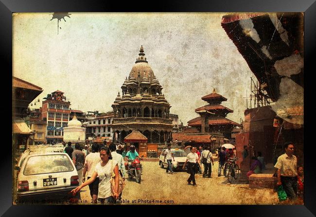 Street in Kathmandu, Nepal. Framed Print by Sergey Fedoskin