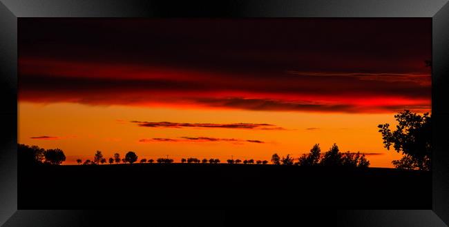Orange sunset ower fields. Framed Print by Sergey Fedoskin