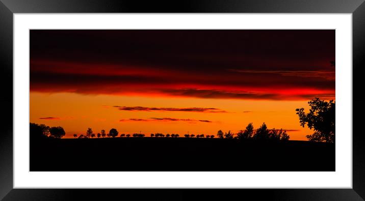 Orange sunset ower fields. Framed Mounted Print by Sergey Fedoskin