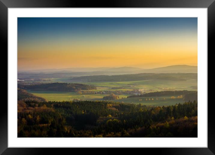 Autumn view to czech countryside on sunset. Framed Mounted Print by Sergey Fedoskin
