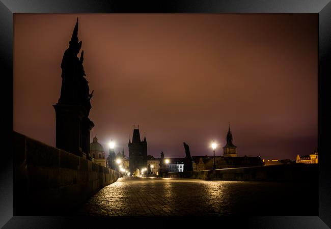 Charles bridge in Prague, Czech Republic. Framed Print by Sergey Fedoskin