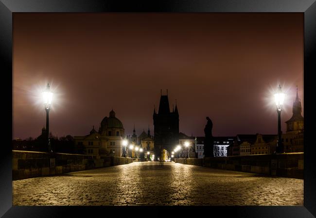 Charles bridge in Prague, Czech Republic. Framed Print by Sergey Fedoskin