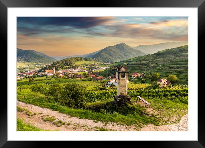 Wachau valley with the river Danube and town Spitz Framed Mounted Print by Sergey Fedoskin