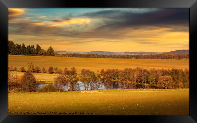 Autumnal landscape with colorful trees. South Bohemian region, Czech Republic. Framed Print by Sergey Fedoskin