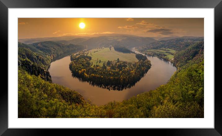 View on Vltava river at sunset. Framed Mounted Print by Sergey Fedoskin