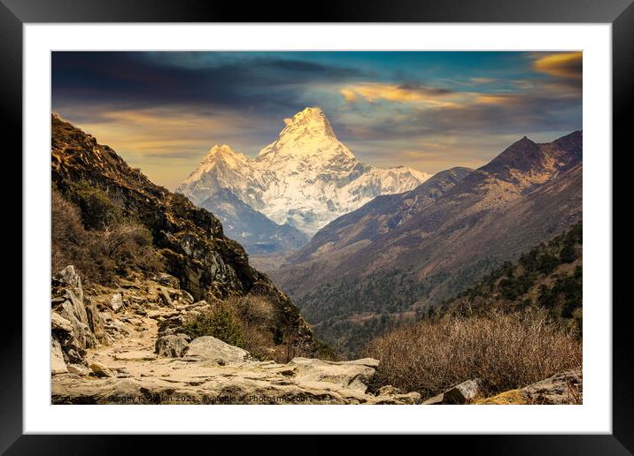 Evening view Himalaya mountains. Framed Mounted Print by Sergey Fedoskin