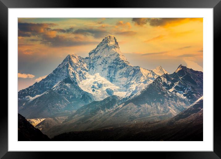 Evening view to Himalaya mountains. Framed Mounted Print by Sergey Fedoskin