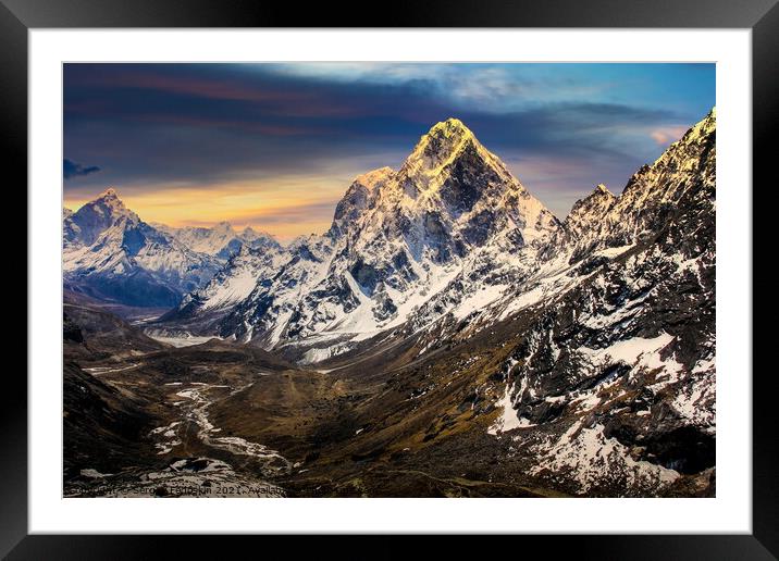 Evening view of Himalaya mountains. Framed Mounted Print by Sergey Fedoskin