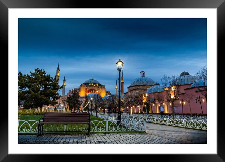 Hagia Sophia (Ayasofya). View from the Sultan Ahmet Park. Framed Mounted Print by Sergey Fedoskin