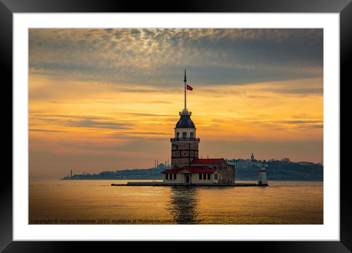 Maiden's Tower (Kız Kulesi) on a sunset. Istanbul. Turkey Framed Mounted Print by Sergey Fedoskin
